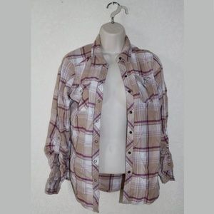 Arizona Plaid Flannel Multi Color Womans Top Sz S
